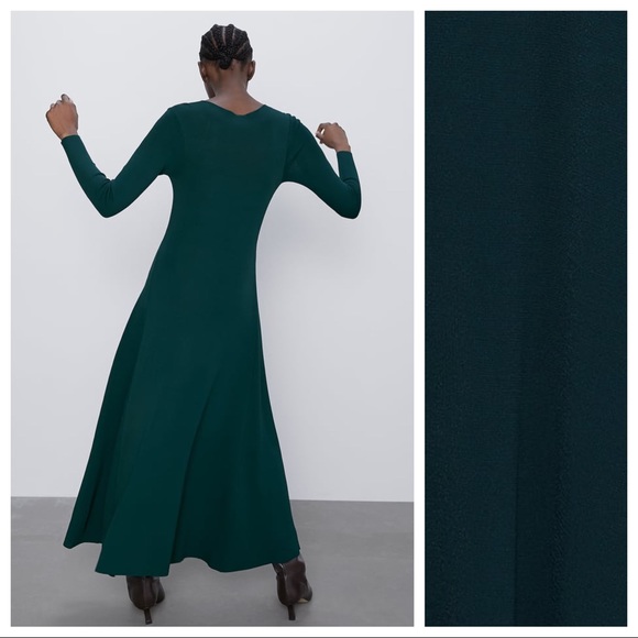 COPY - NWT. Zara Green Knit A-line Maxi Dress. Size S. - Picture 4 of 9